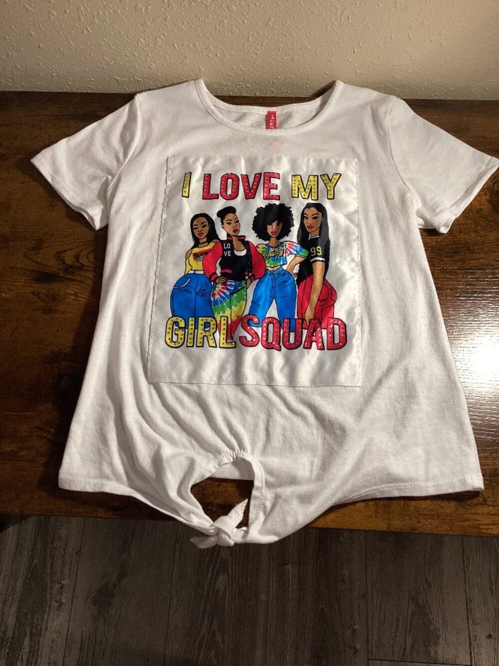 Girls “I Love My Girl Squad” Graphic Tie-Front T-Shirt